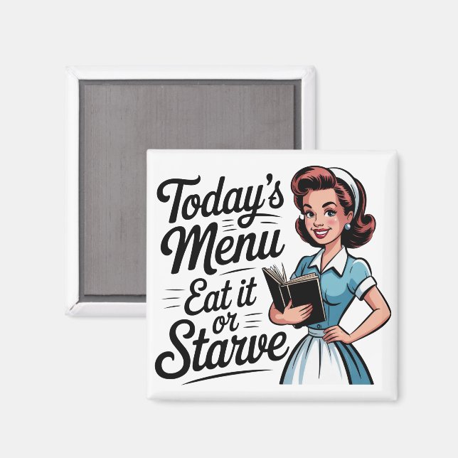 Retro 1950s Waitress – Vintage Diner Kitchen Magnet (Front/Back)