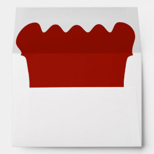 Retro 1950s Wavy Edge Dark Red Wedding Envelope
