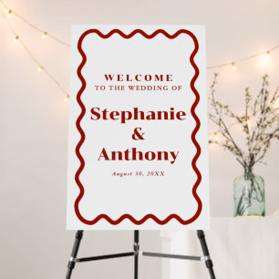 Retro 1950s Wavy Edge Dark Red Wedding Foam Board