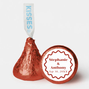 Retro 1950s Wavy Edge Dark Red Wedding Hershey®'s Kisses®