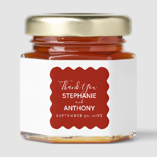 Retro 1950s Wavy Edge Dark Red Wedding Honey Jar Favors