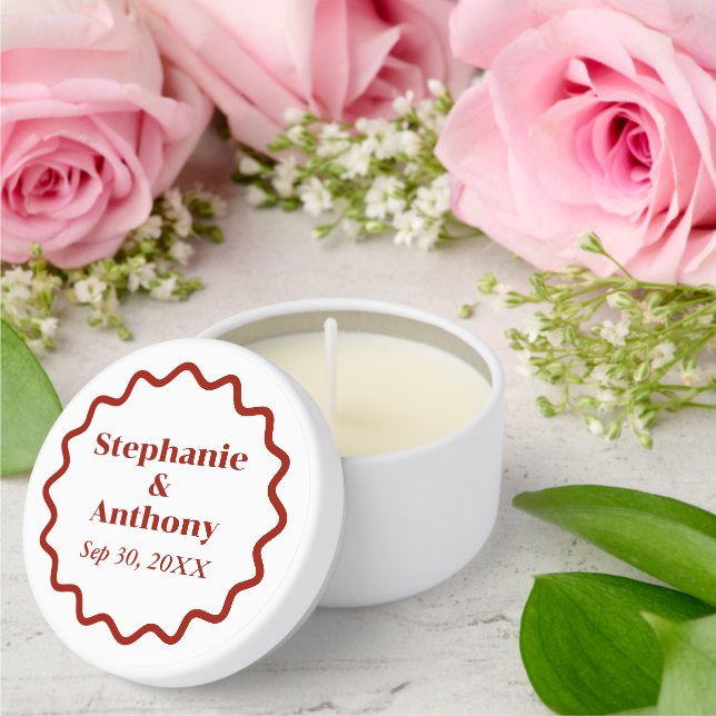 Retro 1950s Wavy Edge Dark Red Wedding Mini Candle Favors (Insitu (Wedding))