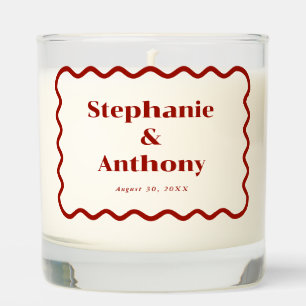 Retro 1950s Wavy Edge Dark Red Wedding Scented Candle
