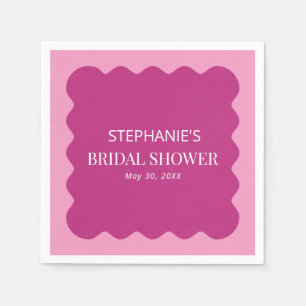 Retro 1950s Wavy Edge Magenta and Pink Bridal Napkins