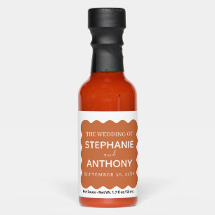 Retro 1950s Wavy Edge Terracotta Wedding Hot Sauces