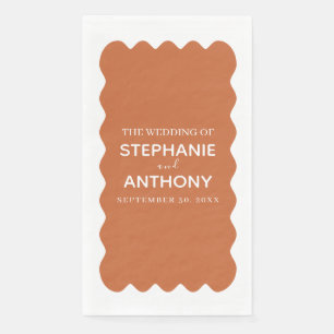 Retro 1950s Wavy Edge Terracotta Wedding Paper Guest Towels