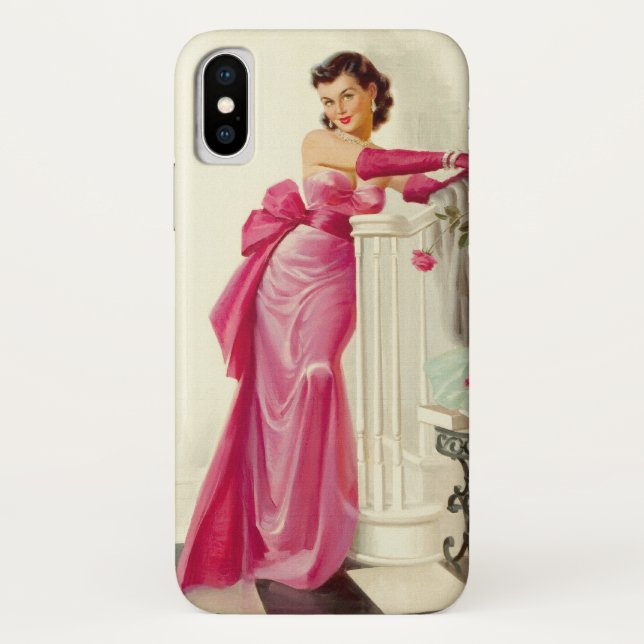 Retro 1950s Woman With Roses Case-Mate iPhone Case (Back)
