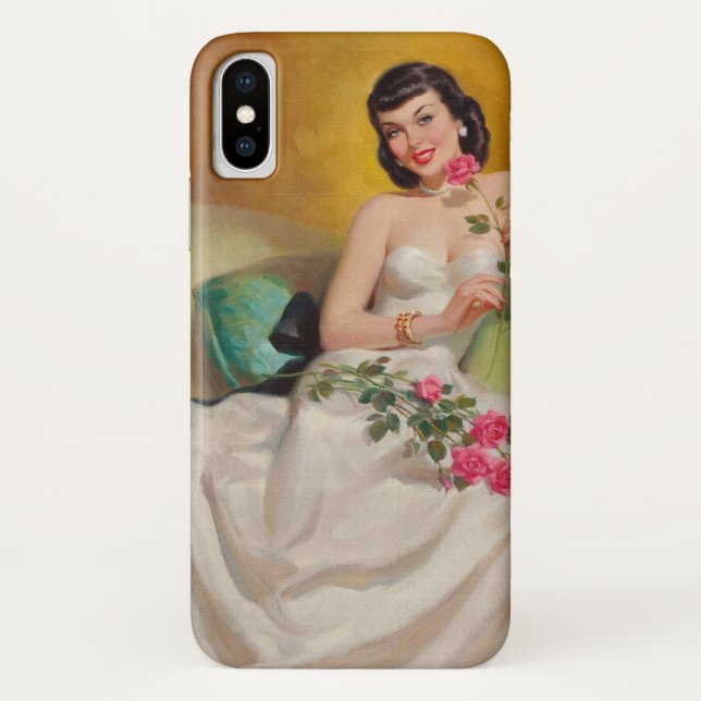 Retro 1950s Woman With Roses Case-Mate iPhone Case (Back)