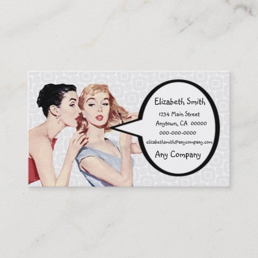 Customizable Retro 1950s Women Gossipers Business Card Templates