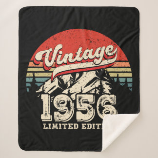 Retro 1956 Birthday Gift Vintage 70th Bday Sherpa Blanket