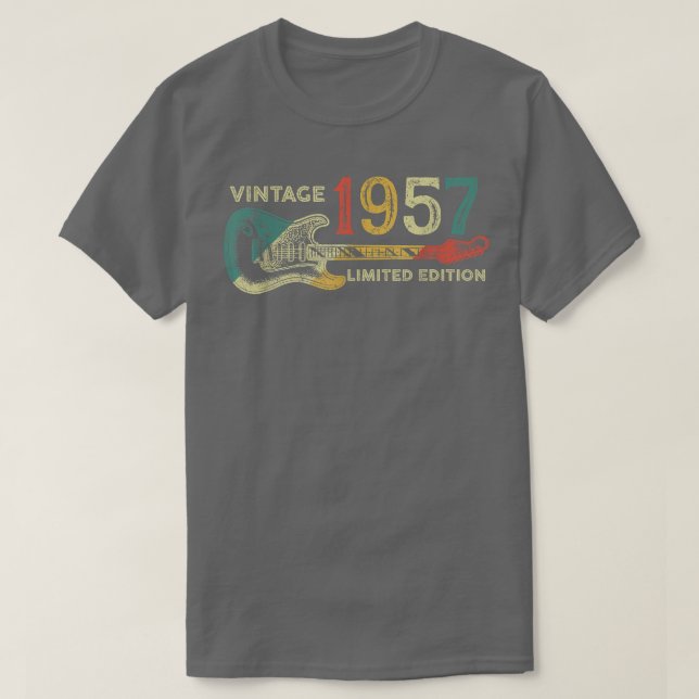 Retro 1957 birthday gift for men Guitar Player 65t T-Shirt (Design Front)