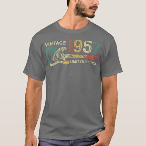 Retro 1957 birthday gift for men Guitar Player 65t T_Shirt