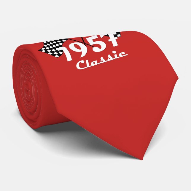 Retro 1957 Classic Black & White Checkered Flag Tie (Rolled)