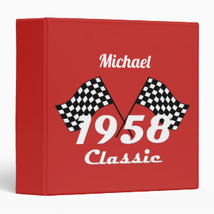 Retro 1958 Classic Black & White Checked Race Flag Binder
