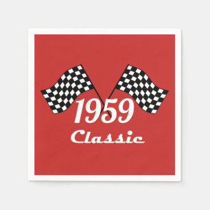 Retro 1959 Classic Black & White Checkered Flag Napkins