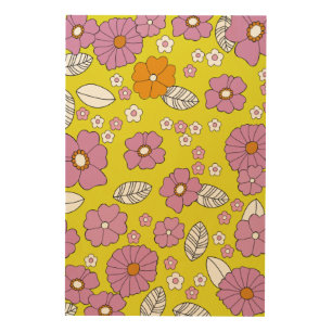 Retro 1960 Flowers Wood Wall Art
