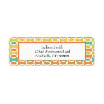 Retro 1960s Circles Ovals Orange Teal Gold Label