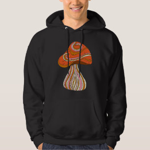 Retro 1960s Hippy Style Distressed Mushroom Graphi Hoodie