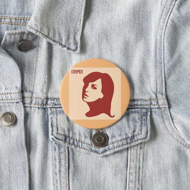 Retro 1960s Minimalist Woman Illustration Art Button (Creator Uploaded)
