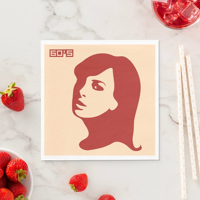Retro 1960s Minimalist Woman Illustration Art Napkins (Creator Uploaded)
