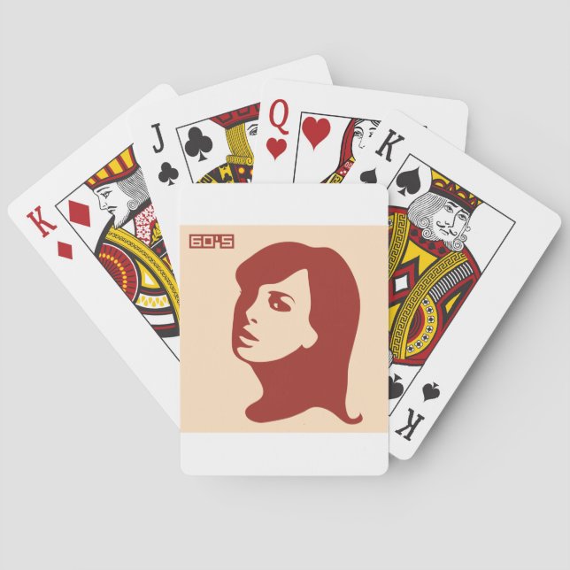 Retro 1960s Minimalist Woman Illustration Art Poker Cards (Back)