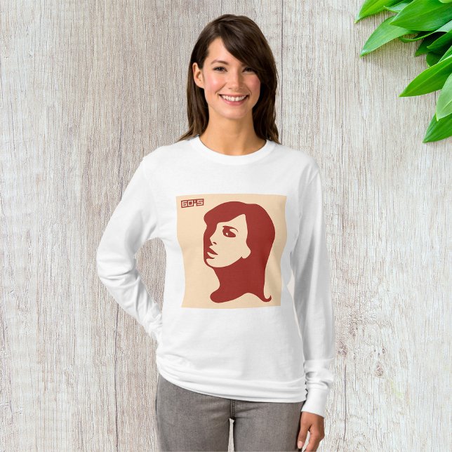 Retro 1960s Minimalist Woman Illustration Art T-Shirt (Creator Uploaded)