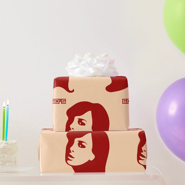 Retro 1960s Minimalist Woman Illustration Art Wrapping Paper (Creator Uploaded)