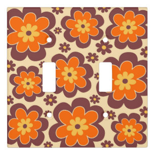 Retro 1960s Style Floral Pattern Light Switch Cover