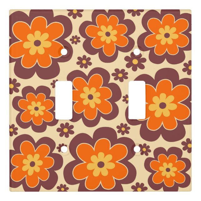 Retro 1960s Style Floral Pattern Light Switch Cover (Front)