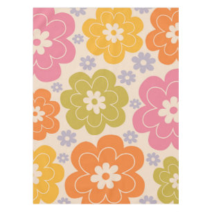 Retro 1960s Style Floral Pattern Tablecloth