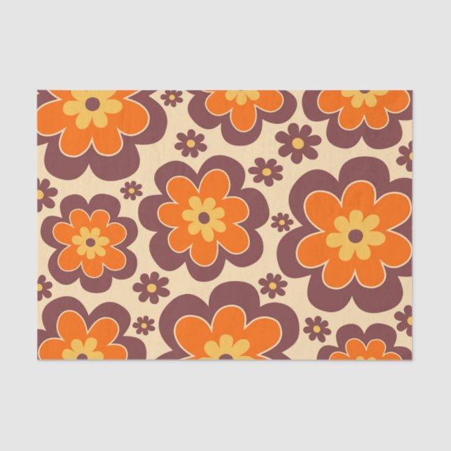 Retro 1960s Style Floral Pattern Tissue Paper (Front)