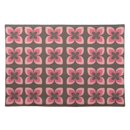 Retro 1960s Vintage Floral  Pink Cloth Placemat