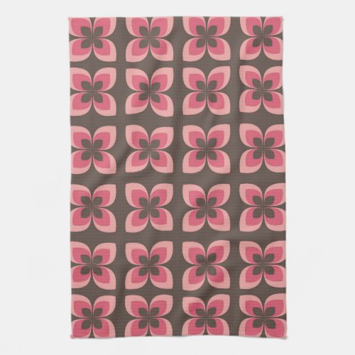 Retro 1960s Vintage Floral  Pink Kitchen Towel