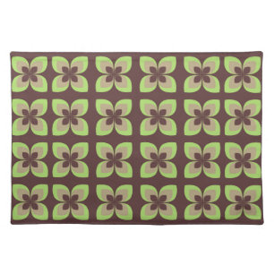 Retro 1960's Vintage Floral   Sage Green Cloth Placemat
