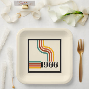 Retro 1966 60th Birthday Paper Plate Stripes