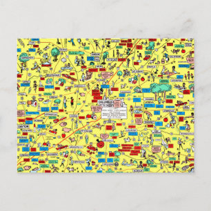 Retro 1966 Columbus, Ohio map postcard