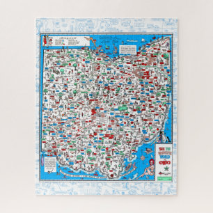 Retro 1966 Ohio map jigsaw puzzle 16"x20" 520pcs