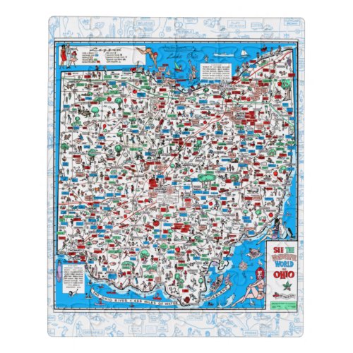 Retro 1966 Ohio map jigsaw puzzle 8x10 60 pcs