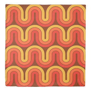Retro 1970 Style Wave Pattern Duvet Cover