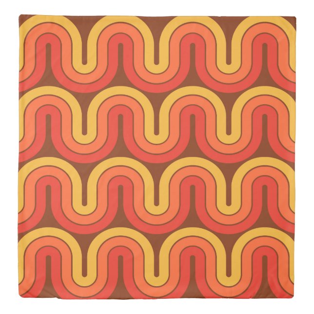 Retro 1970 Style Wave Pattern Duvet Cover (Front)