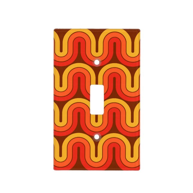Retro 1970 Style Wave Pattern Light Switch Cover (Front)