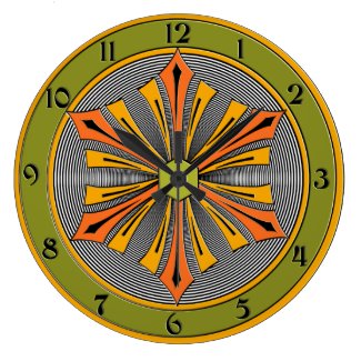 Retro 1970s Abstract in Avocado Mango Tamarind Large Clock