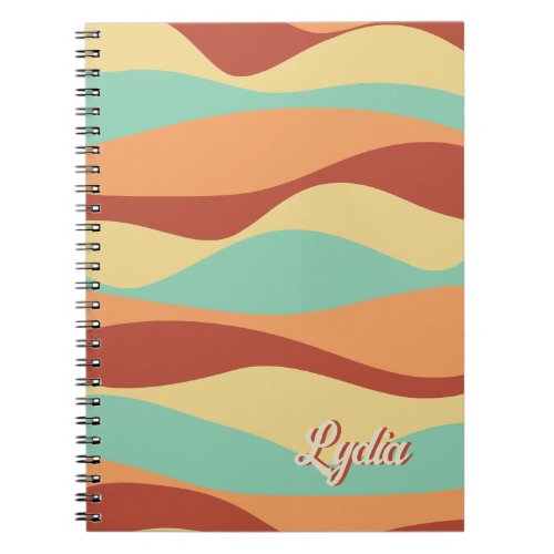 Retro 1970s Abstract Stripes Add Name Notebook