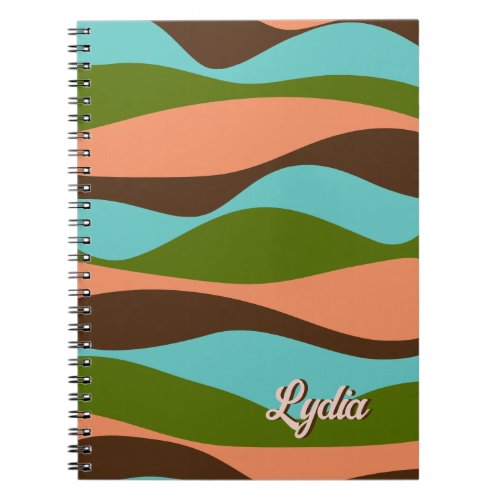 Retro 1970s Abstract Stripes Add Name Notebook