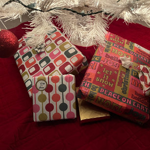 Retro 1970s Christmas Assortment Wrapping Paper Sheets