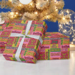 Retro 1970s Collage of Christmas Words Patterned Wrapping Paper<br><div class="desc">Add a vintage touch to your Christmas gifts this year with this retro style wrapping paper. It features a collage of Christmas greetings and sayings in a seventies style color palette of pink,  orange,  red,  green and lime green.</div>