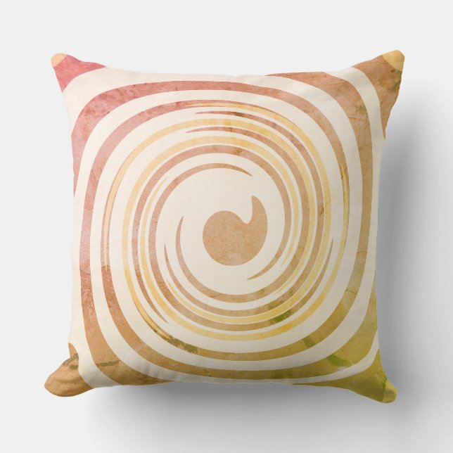 Retro 1970s Colors Swirl Throw Pillow (Front)