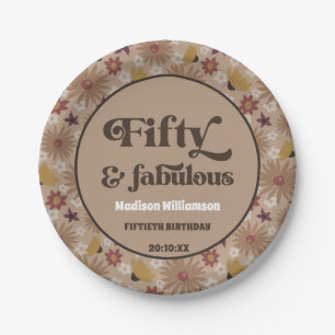 Retro 1970s Floral 50 & Fabulous Birthday Paper P Plates