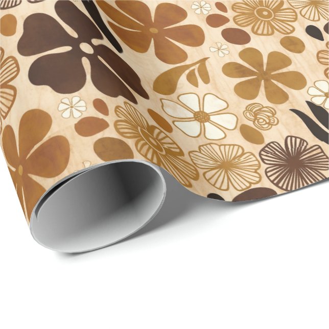 Retro 1970s Floral Graphic Wrapping Paper (Roll Corner)