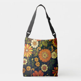 Retro 1970&#39;s Garden Flower Crossbody Bag